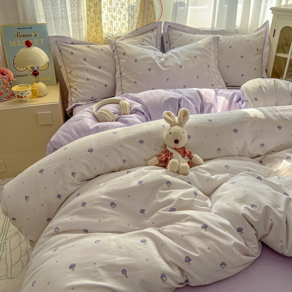 91家纺网 家纺一手货源 找家纺 亨通家纺 2025新款爆款韩国小布袋古法水洗棉云感棉四件套【提供买家秀】 温馨-咖