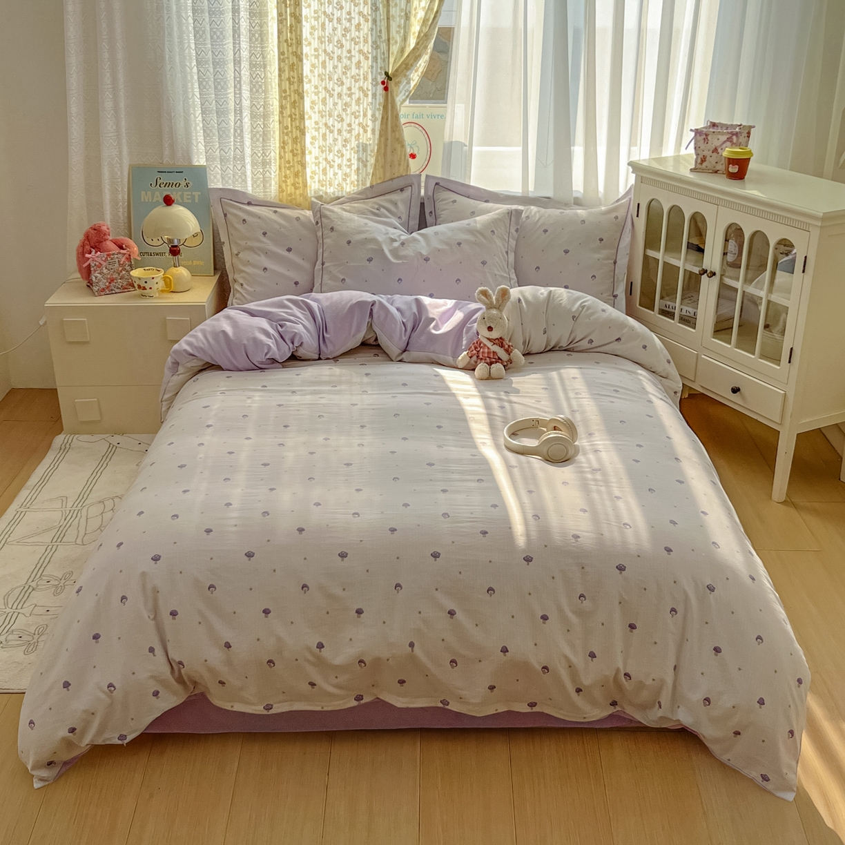 91家纺网 家纺一手货源 找家纺 亨通家纺 2025新款爆款韩国小布袋古法水洗棉云感棉四件套【提供买家秀】 温馨-咖