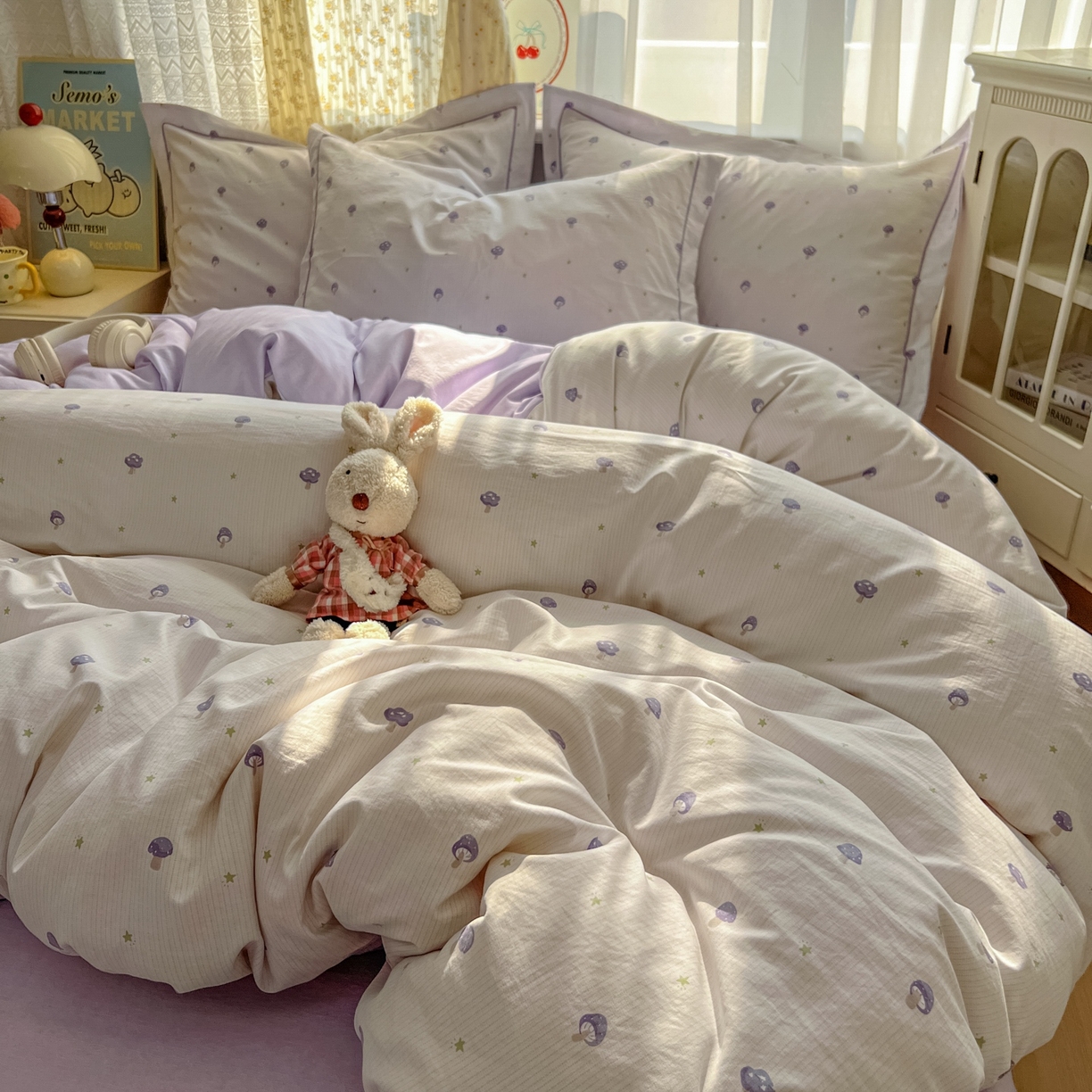 91家纺网 家纺一手货源 找家纺 亨通家纺 2025新款爆款韩国小布袋古法水洗棉云感棉四件套【提供买家秀】 温馨-咖