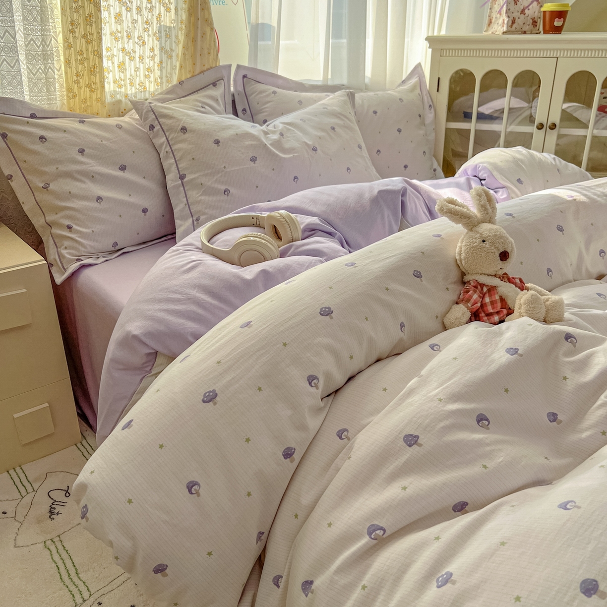 91家纺网 家纺一手货源 找家纺 亨通家纺 2025新款爆款韩国小布袋古法水洗棉云感棉四件套【提供买家秀】 温馨-咖