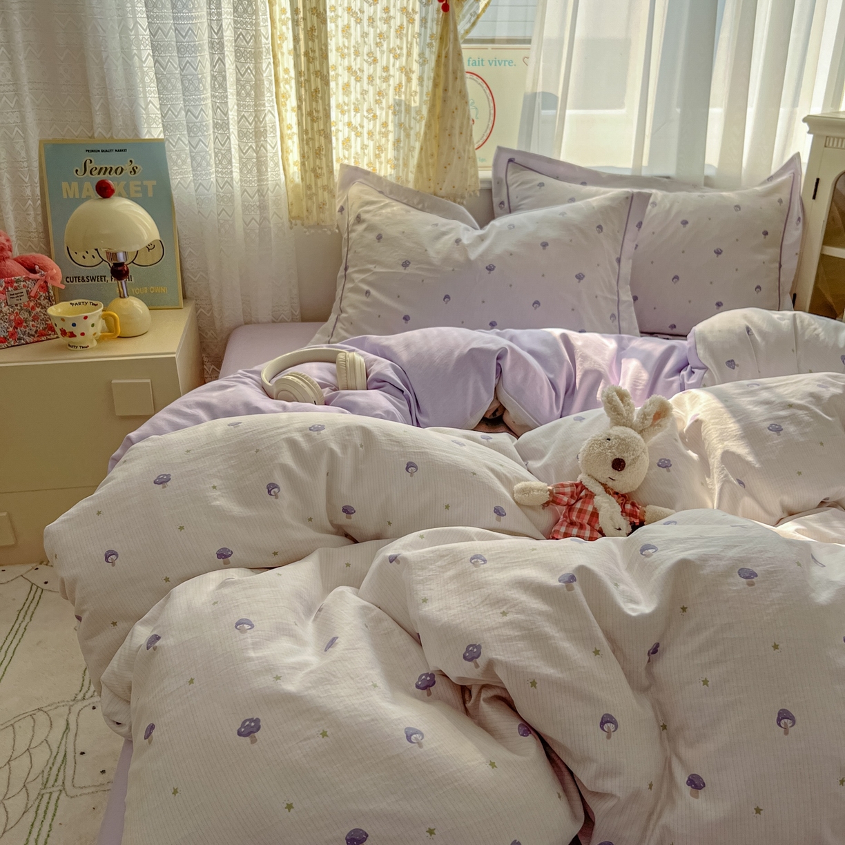 91家纺网 家纺一手货源 找家纺 亨通家纺 2025新款爆款韩国小布袋古法水洗棉云感棉四件套【提供买家秀】 温馨-咖