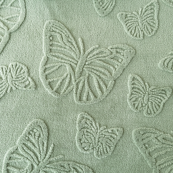 91家纺网 家纺一手货源 找家纺 栩裕纺织 2025新款塔芙绒蝴蝶提花毛毯包边款 抹茶绿