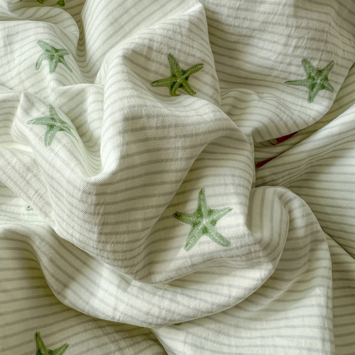 91家纺网 家纺一手货源 找家纺 亨通家纺 2025新款爆款韩国小布袋古法水洗棉云感棉四件套【提供买家秀】 小海星-绿