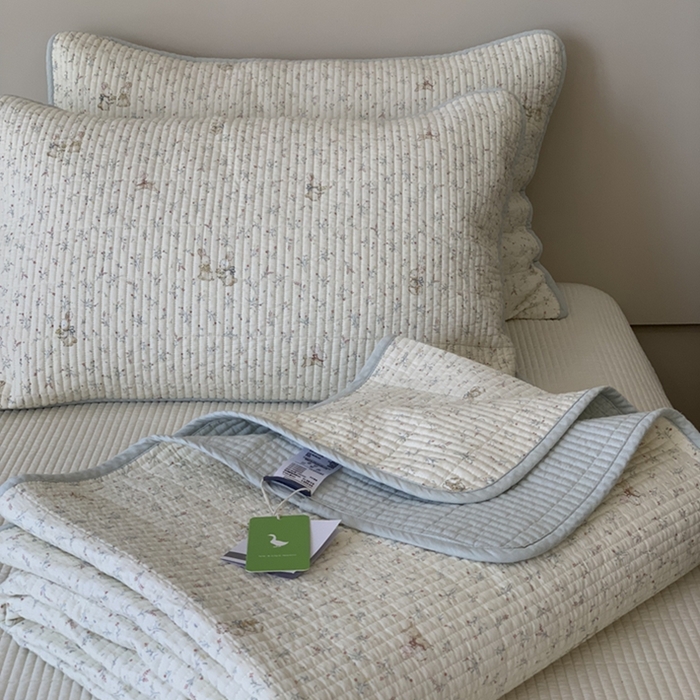 91家纺网 家纺一手货源 找家纺 汇庭 2025新款亲肤舒适全棉纯棉床盖三件套 妙妙小兔