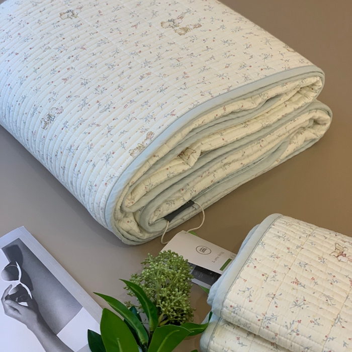 91家纺网 家纺一手货源 找家纺 汇庭 2025新款亲肤舒适全棉纯棉床盖三件套 妙妙小兔