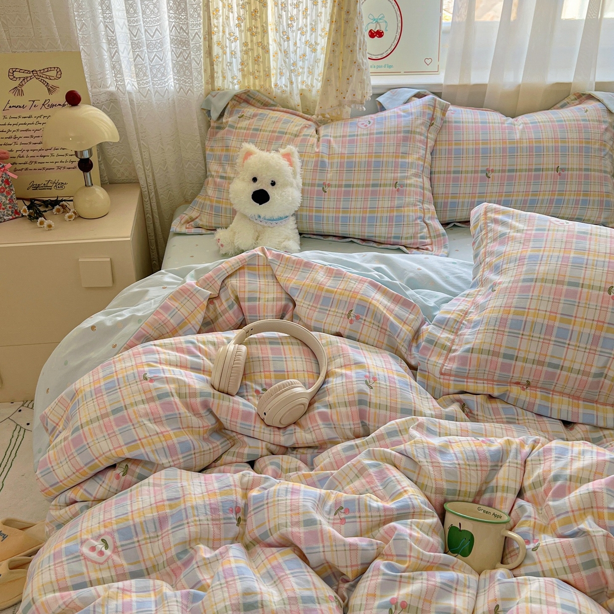 91家纺网 家纺一手货源 找家纺 亨通家纺 2025新款爆款韩国小布袋古法水洗棉云感棉四件套【提供买家秀】 绚烂