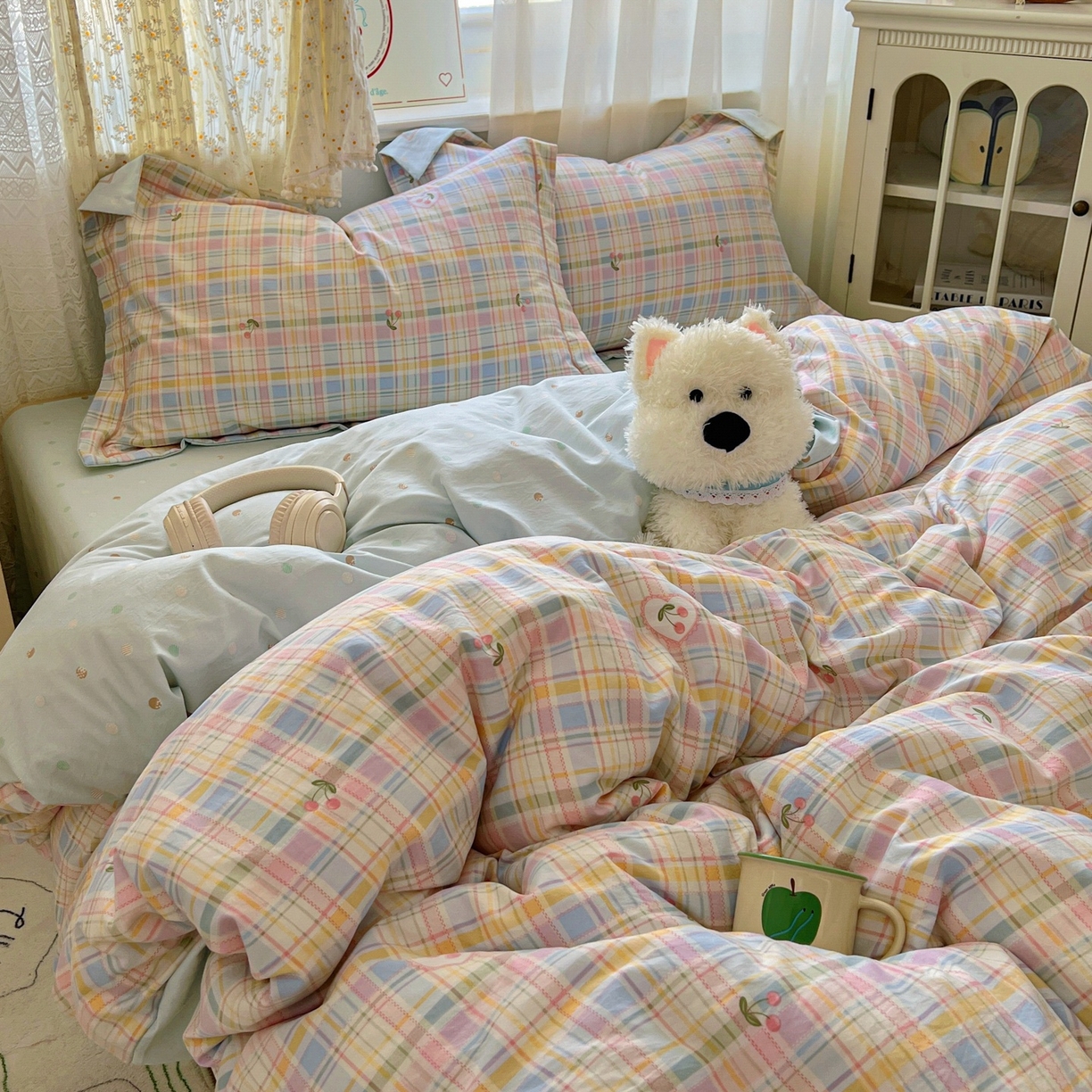 91家纺网 家纺一手货源 找家纺 亨通家纺 2025新款爆款韩国小布袋古法水洗棉云感棉四件套【提供买家秀】 绚烂