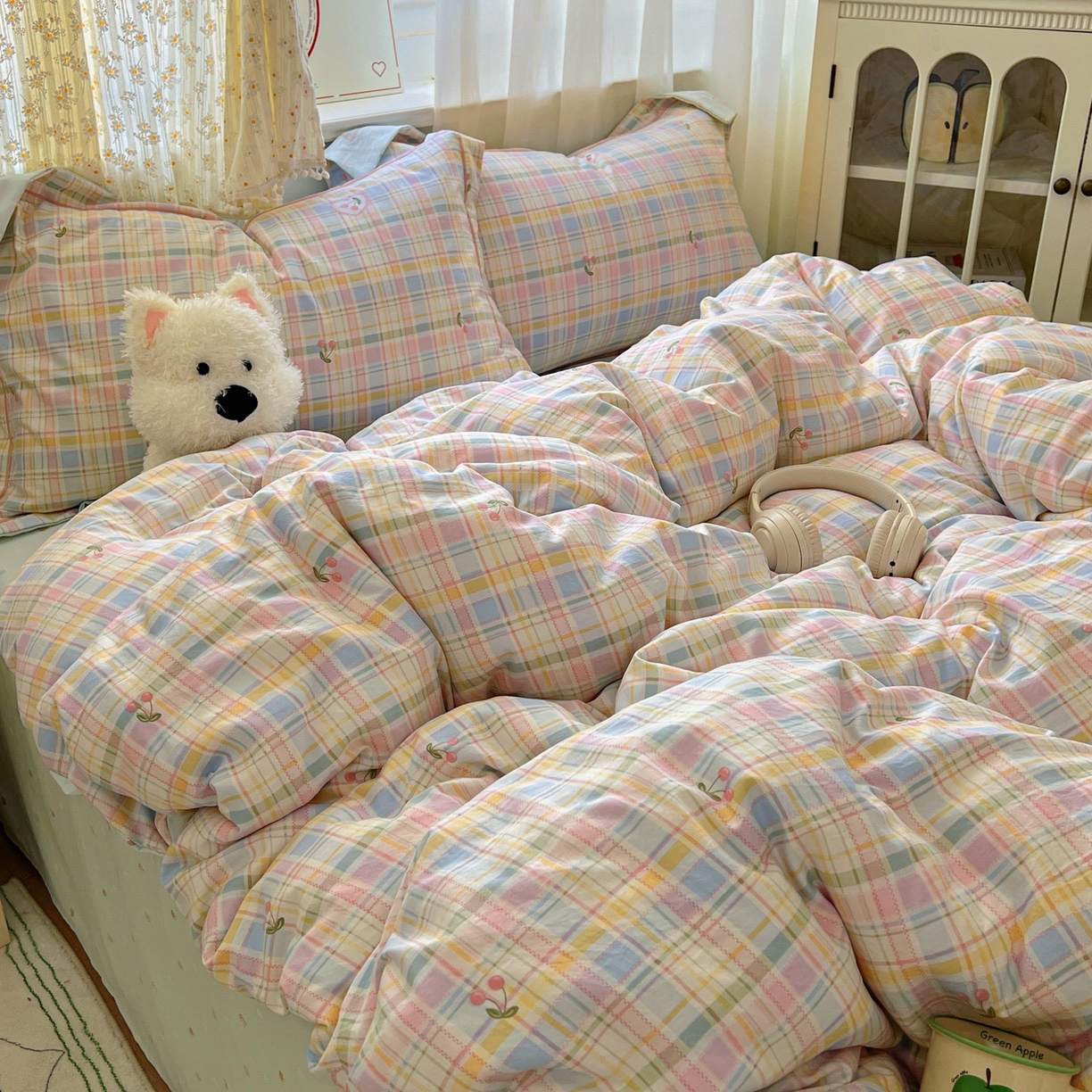 91家纺网 家纺一手货源 找家纺 亨通家纺 2025新款爆款韩国小布袋古法水洗棉云感棉四件套【提供买家秀】 绚烂