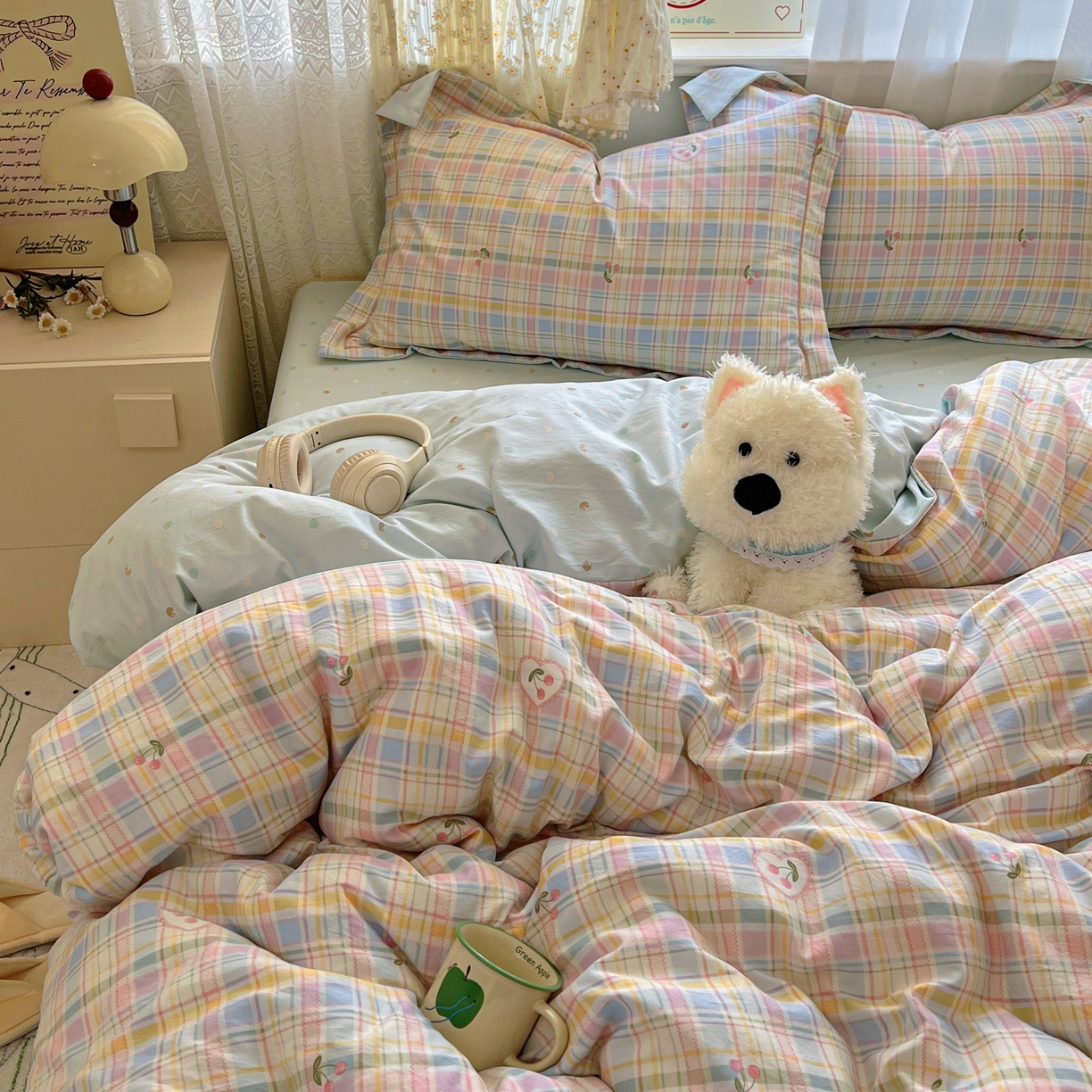 91家纺网 家纺一手货源 找家纺 亨通家纺 2025新款爆款韩国小布袋古法水洗棉云感棉四件套【提供买家秀】 绚烂