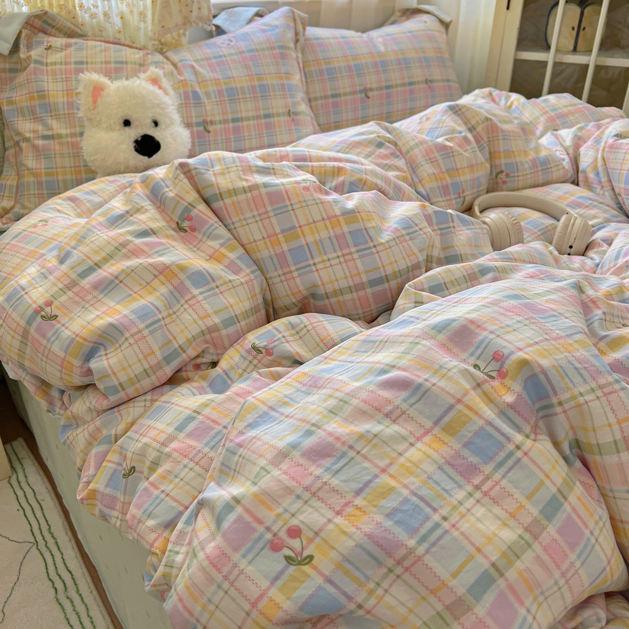 91家纺网 家纺一手货源 找家纺 亨通家纺 2025新款爆款韩国小布袋古法水洗棉云感棉四件套【提供买家秀】 绚烂