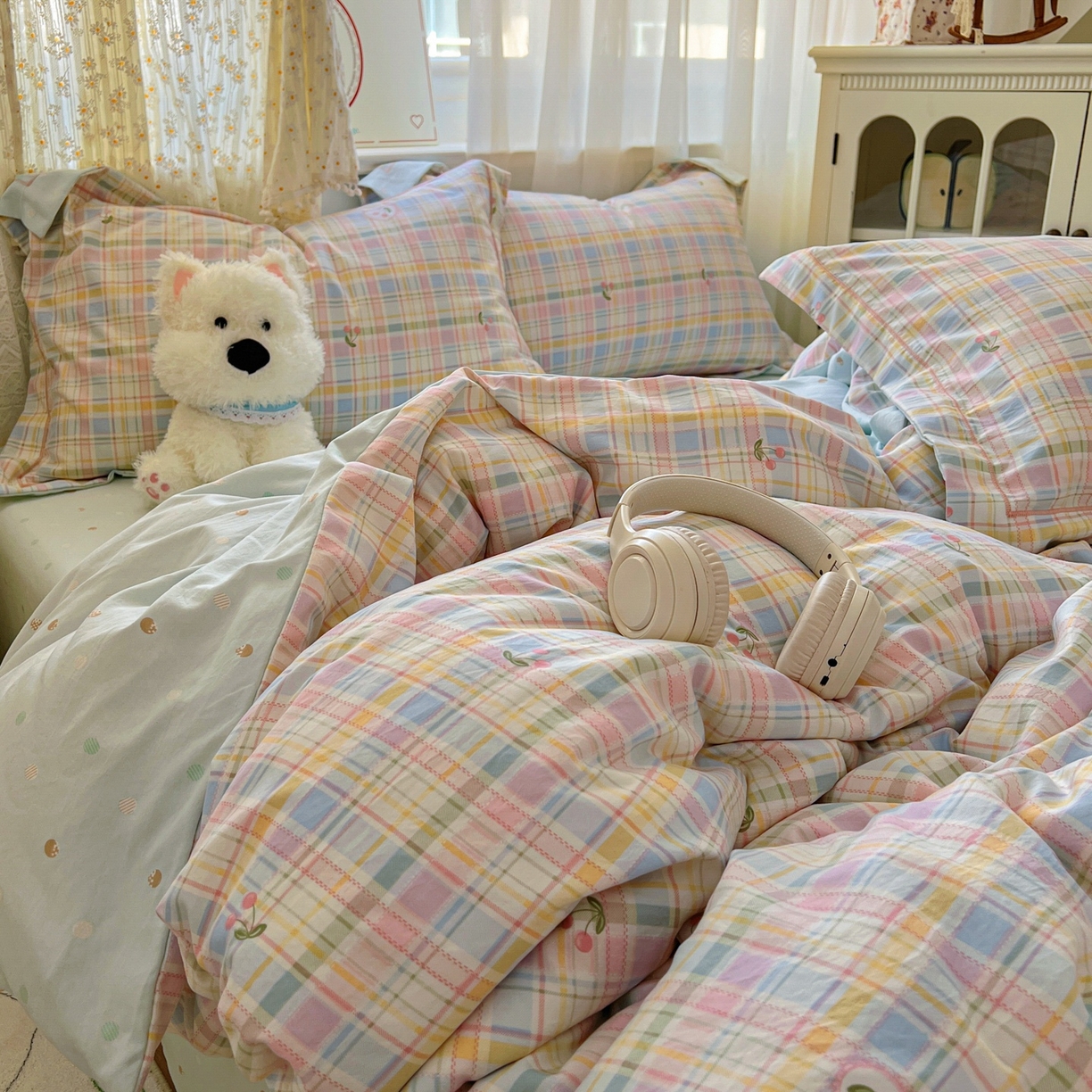 91家纺网 家纺一手货源 找家纺 亨通家纺 2025新款爆款韩国小布袋古法水洗棉云感棉四件套【提供买家秀】 绚烂