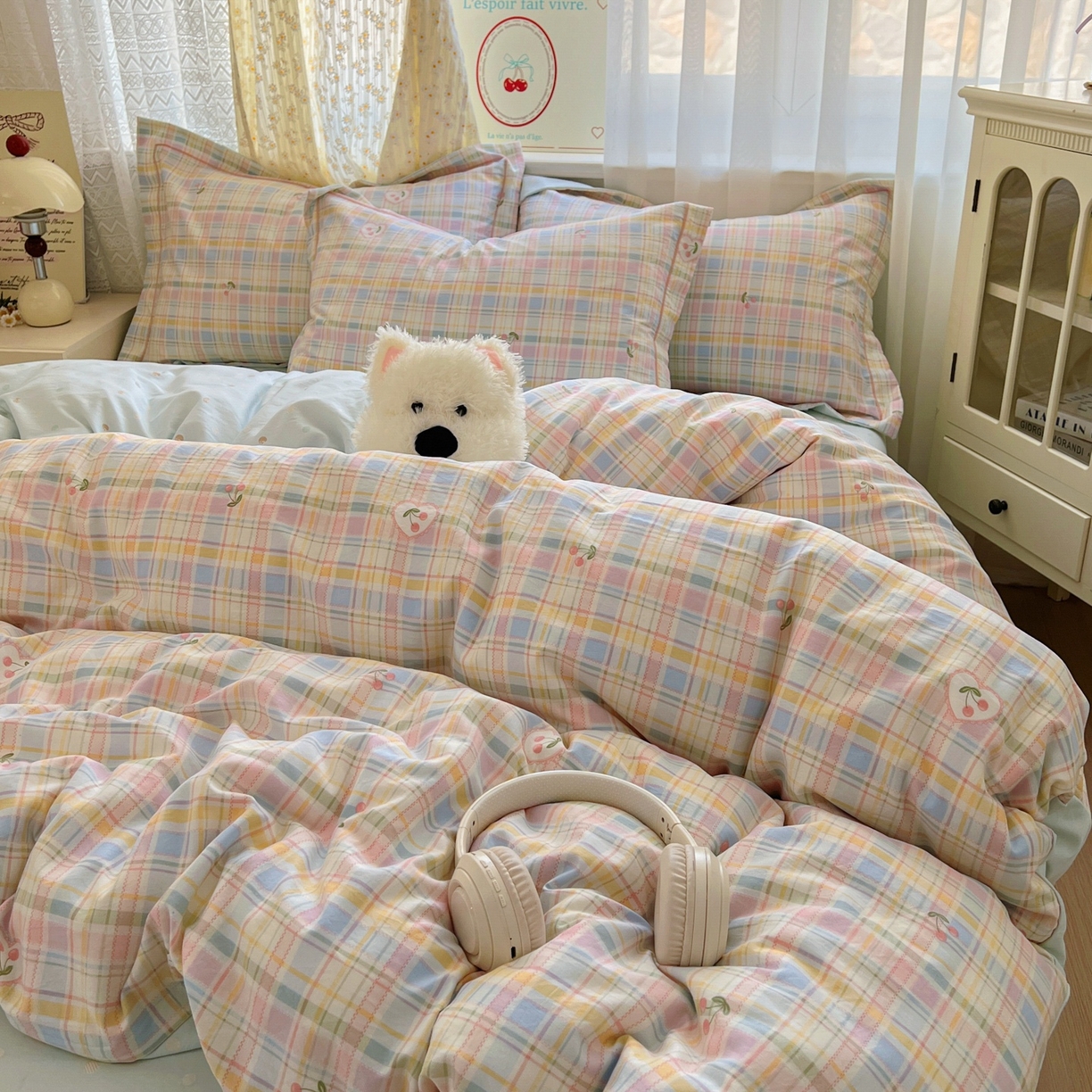 91家纺网 家纺一手货源 找家纺 亨通家纺 2025新款爆款韩国小布袋古法水洗棉云感棉四件套【提供买家秀】 绚烂