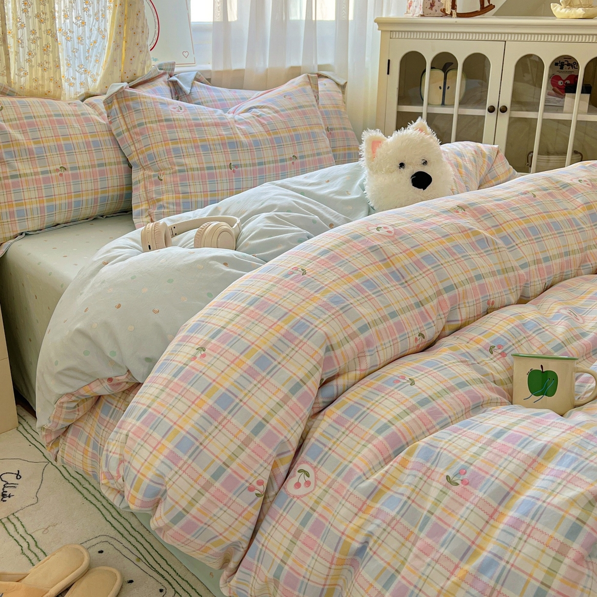 91家纺网 家纺一手货源 找家纺 亨通家纺 2025新款爆款韩国小布袋古法水洗棉云感棉四件套【提供买家秀】 绚烂