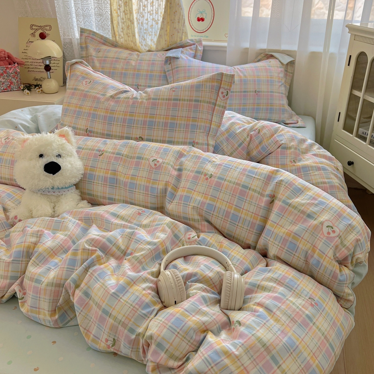 91家纺网 家纺一手货源 找家纺 亨通家纺 2025新款爆款韩国小布袋古法水洗棉云感棉四件套【提供买家秀】 绚烂