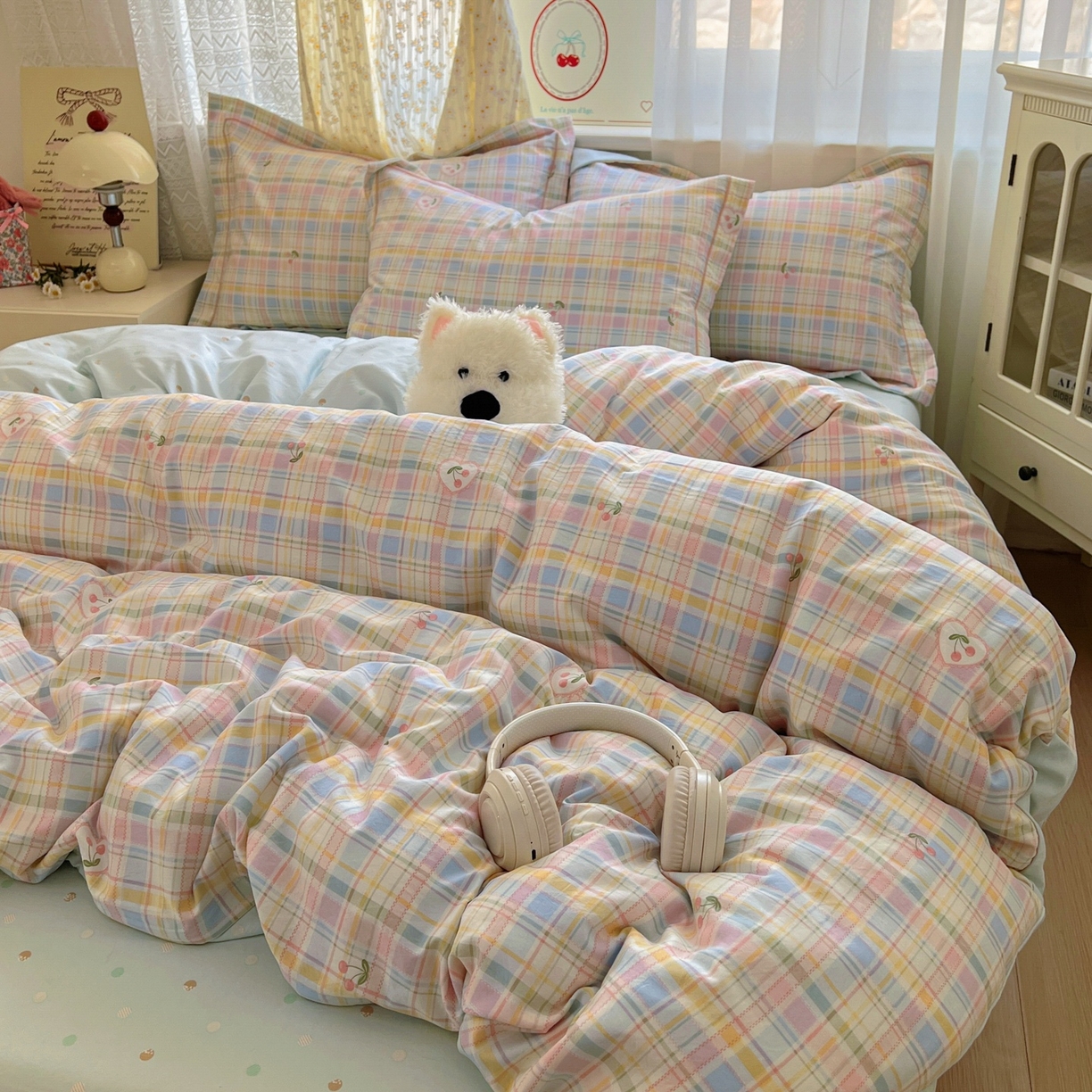 91家纺网 家纺一手货源 找家纺 亨通家纺 2025新款爆款韩国小布袋古法水洗棉云感棉四件套【提供买家秀】 绚烂