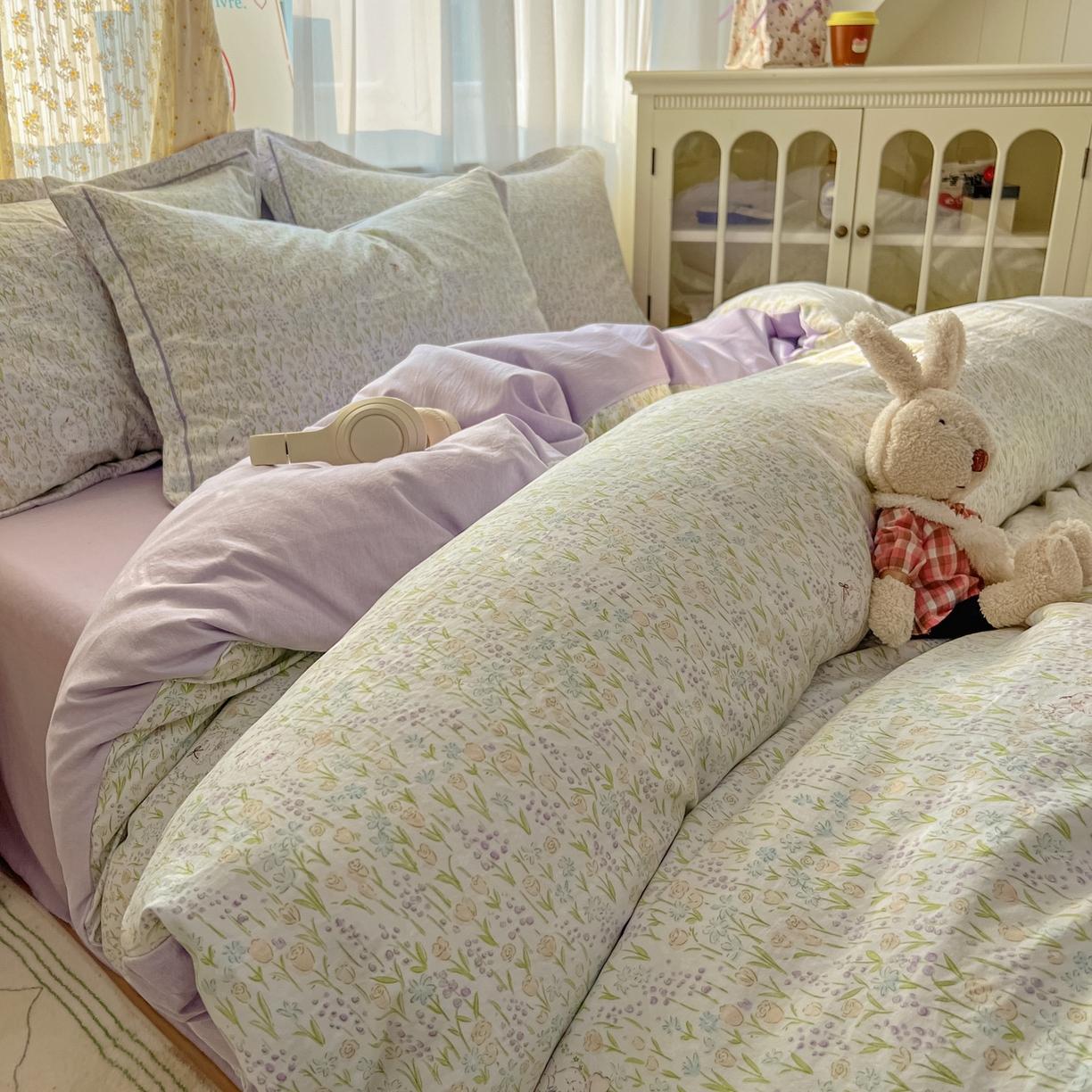 亨通家纺 2025新款爆款韩国小布袋古法水洗棉云感棉四件套【提供买家秀】 薰衣草