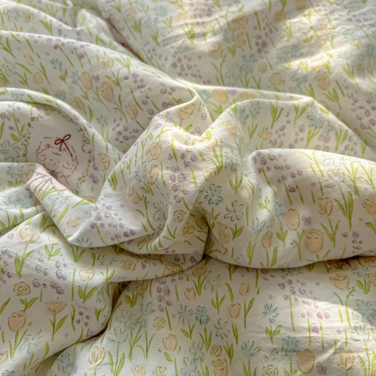 91家纺网 家纺一手货源 找家纺 亨通家纺 2025新款爆款韩国小布袋古法水洗棉云感棉四件套【提供买家秀】 薰衣草