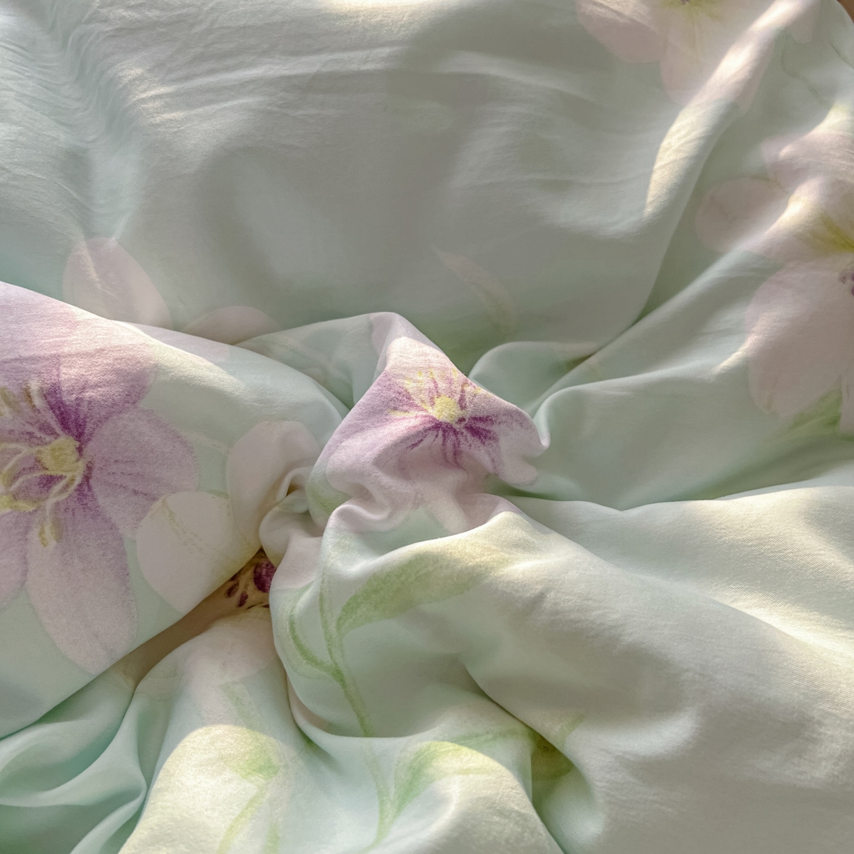 91家纺网 家纺一手货源 找家纺 亨通家纺 2025新款爆款韩国小布袋古法水洗棉云感棉四件套【提供买家秀】 昭华绪-绿