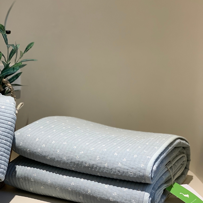 91家纺网 家纺一手货源 找家纺 汇庭 2025新款亲肤舒适全棉纯棉床盖三件套 樱桃蓝