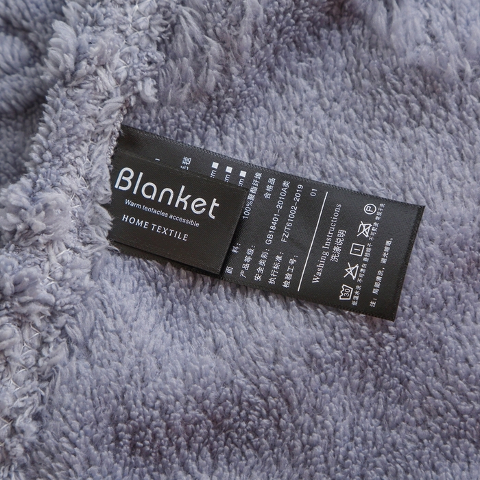 91家纺网 家纺一手货源 找家纺 栩裕纺织 2024新款蝴蝶提花卷边款多功能毛毯 蓝灰-卷边款