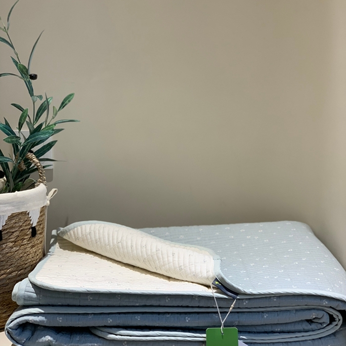 91家纺网 家纺一手货源 找家纺 汇庭 2025新款亲肤舒适全棉纯棉床盖三件套 樱桃蓝