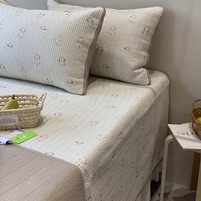 91家纺网 家纺一手货源 找家纺 汇庭 2025新款亲肤舒适全棉纯棉床盖三件套 原宿小狗