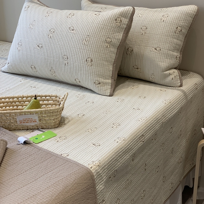 91家纺网 家纺一手货源 找家纺 汇庭 2025新款亲肤舒适全棉纯棉床盖三件套 原宿小狗