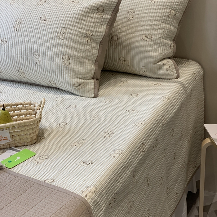 91家纺网 家纺一手货源 找家纺 汇庭 2025新款亲肤舒适全棉纯棉床盖三件套 原宿小狗