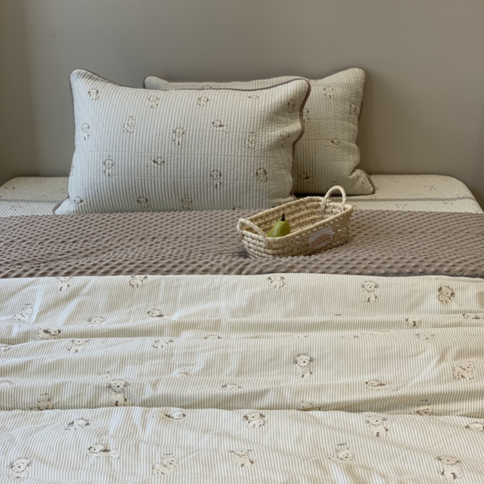 91家纺网 家纺一手货源 找家纺 汇庭 2025新款亲肤舒适全棉纯棉床盖三件套 原宿小狗