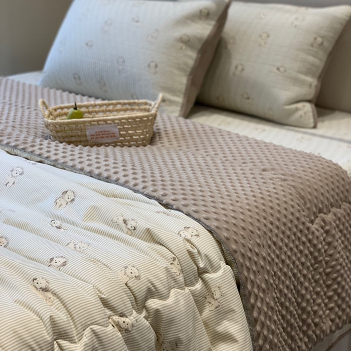 91家纺网 家纺一手货源 找家纺 汇庭 2025新款亲肤舒适全棉纯棉床盖三件套 原宿小狗