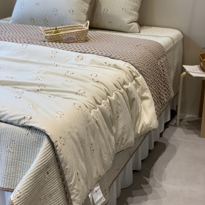 91家纺网 家纺一手货源 找家纺 汇庭 2025新款亲肤舒适全棉纯棉床盖三件套 原宿小狗