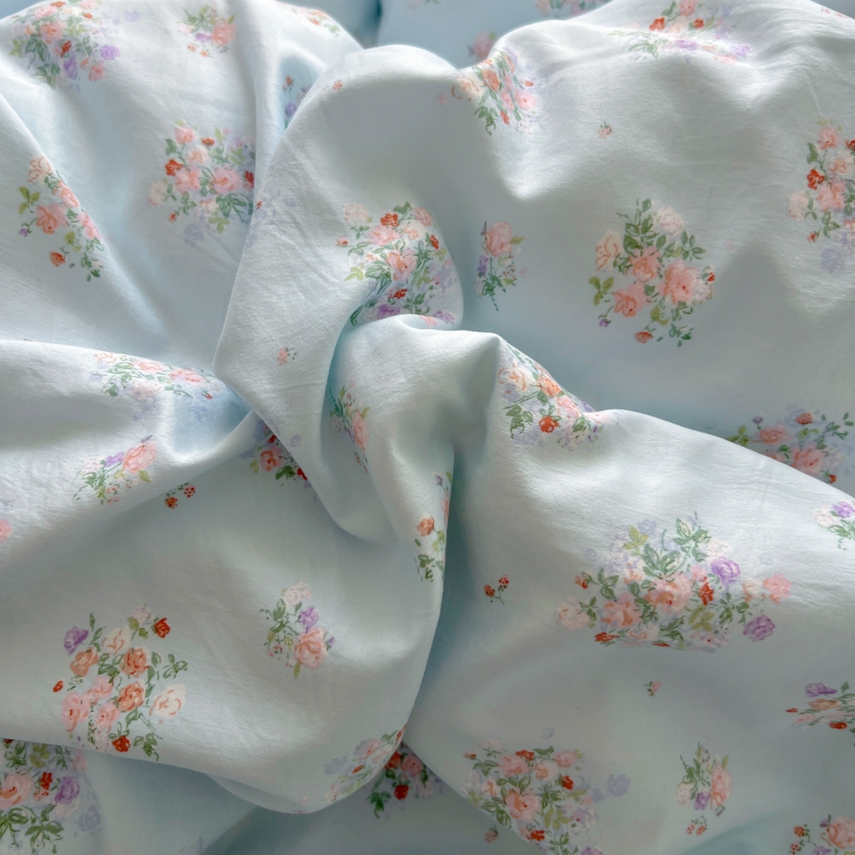 91家纺网 家纺一手货源 找家纺 亨通家纺 2025新款爆款韩国小布袋古法水洗棉云感棉四件套【提供买家秀】 栀香入梦-蓝