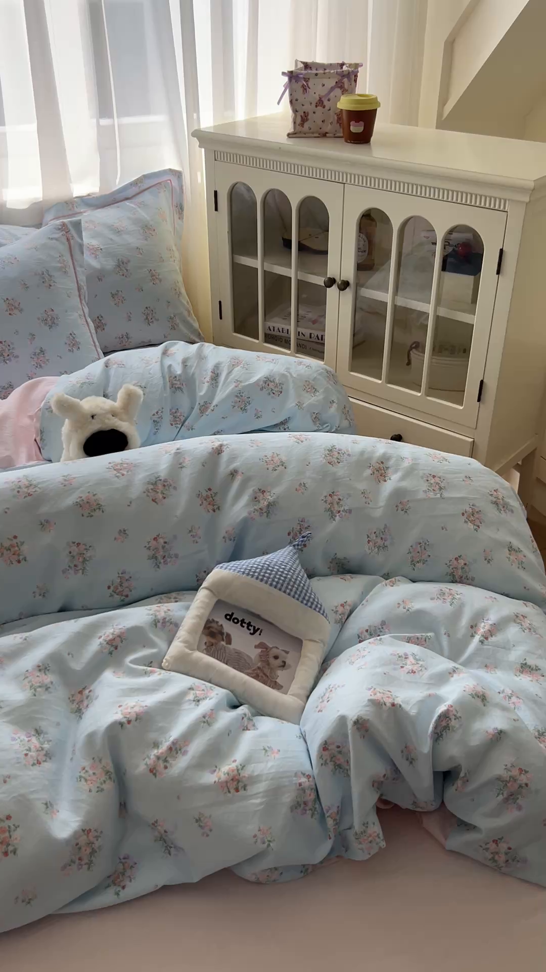 91家纺网 家纺一手货源 找家纺 亨通家纺 2025新款爆款韩国小布袋古法水洗棉云感棉四件套【提供买家秀】 栀香入梦-蓝