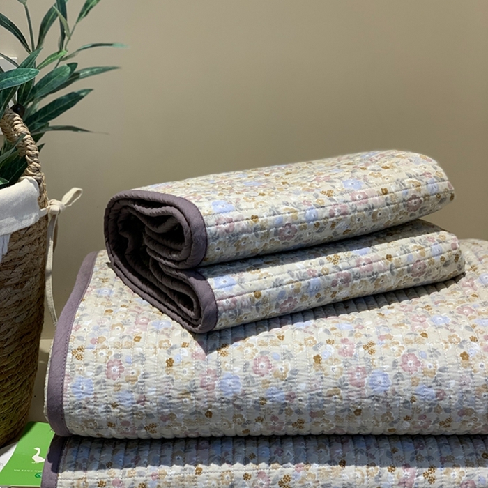 91家纺网 家纺一手货源 找家纺 汇庭 2025新款亲肤舒适全棉纯棉床盖三件套 紫风铃