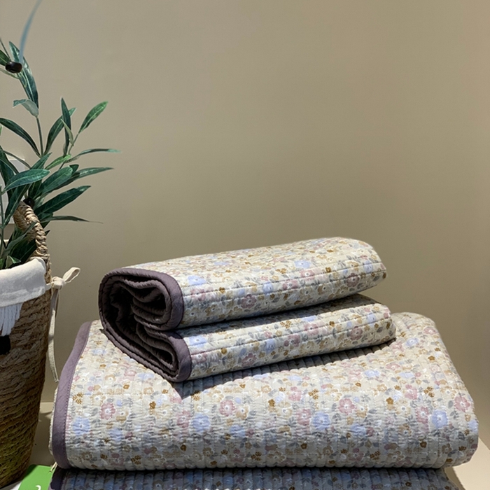 91家纺网 家纺一手货源 找家纺 汇庭 2025新款亲肤舒适全棉纯棉床盖三件套 紫风铃