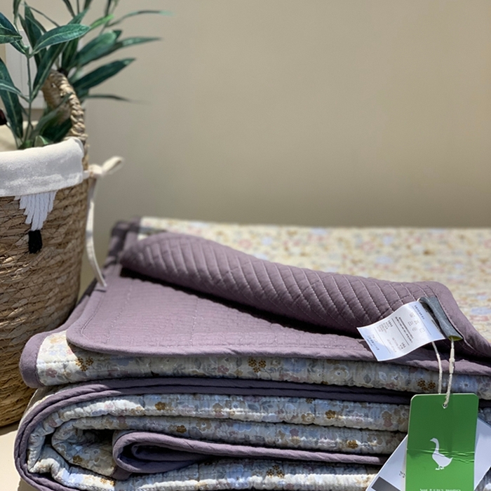 91家纺网 家纺一手货源 找家纺 汇庭 2025新款亲肤舒适全棉纯棉床盖三件套 紫风铃