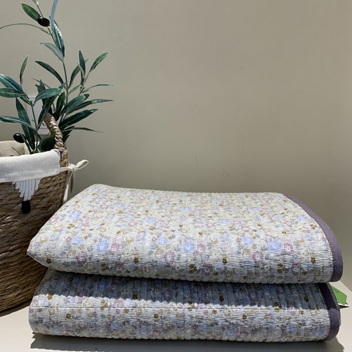 91家纺网 家纺一手货源 找家纺 汇庭 2025新款亲肤舒适全棉纯棉床盖三件套 紫风铃