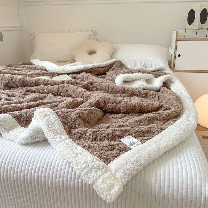 91家纺网 家纺一手货源 找家纺 栩裕纺织2025新款塔夫绒&羊羔绒毛毯家用毯子 塔夫绒-咖