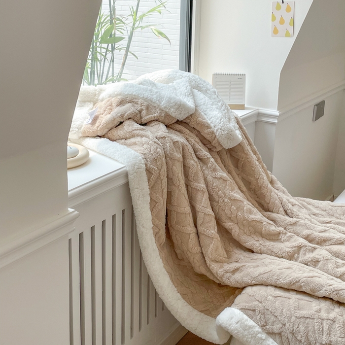 91家纺网 家纺一手货源 找家纺 栩裕纺织2025新款塔夫绒&羊羔绒毛毯家用毯子 塔夫绒-浅咖