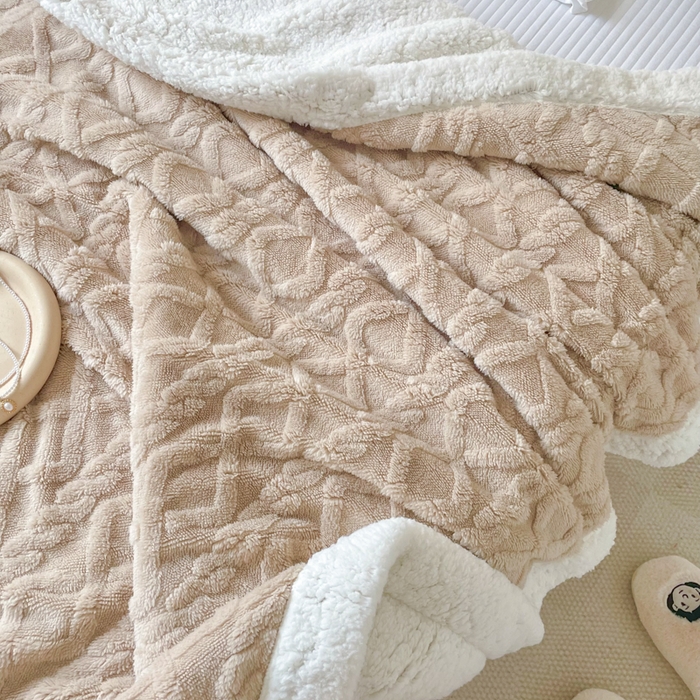 91家纺网 家纺一手货源 找家纺 栩裕纺织2025新款塔夫绒&羊羔绒毛毯家用毯子 塔夫绒-浅咖