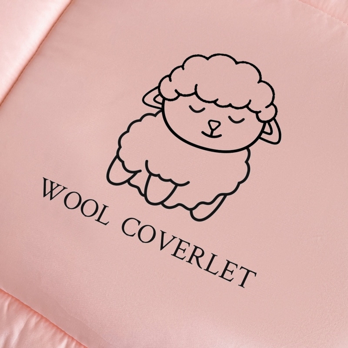 91家纺网 家纺一手货源 找家纺 爱宝被业 2025新款亲肤舒适A类100%羊毛填充亲肤棉羊毛被被子被芯 方格款粉玉色