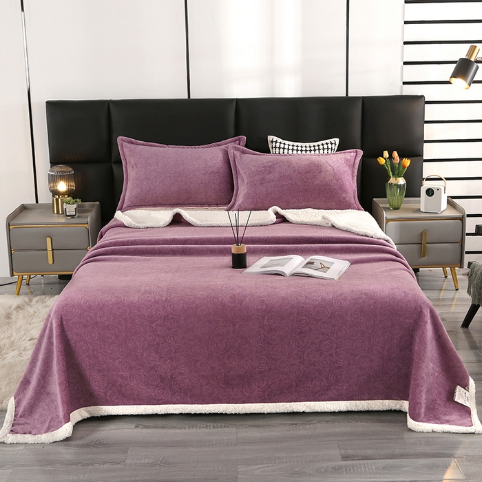 栩裕纺织 2025新款富贵绒羊羔绒多功能毛毯盖毯 紫色