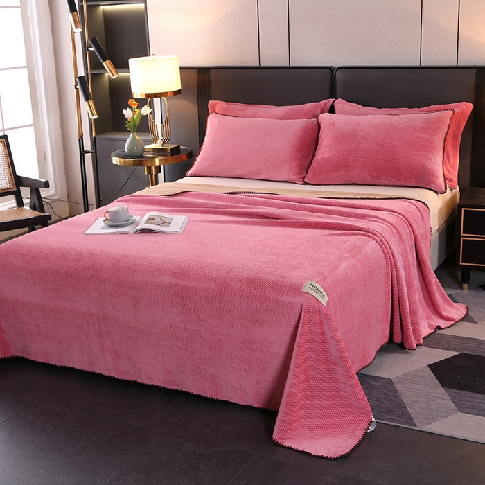 91家纺网 家纺一手货源 找家纺 栩裕纺织 2025新款锦绒提花牛奶绒毛毯法兰绒毯子 红豆沙