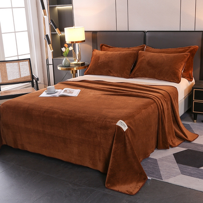 91家纺网 家纺一手货源 找家纺 栩裕纺织 2025新款锦绒提花牛奶绒毛毯法兰绒毯子 香草棕