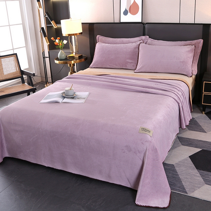 91家纺网 家纺一手货源 找家纺 栩裕纺织 2025新款锦绒提花牛奶绒毛毯法兰绒毯子 香芋紫