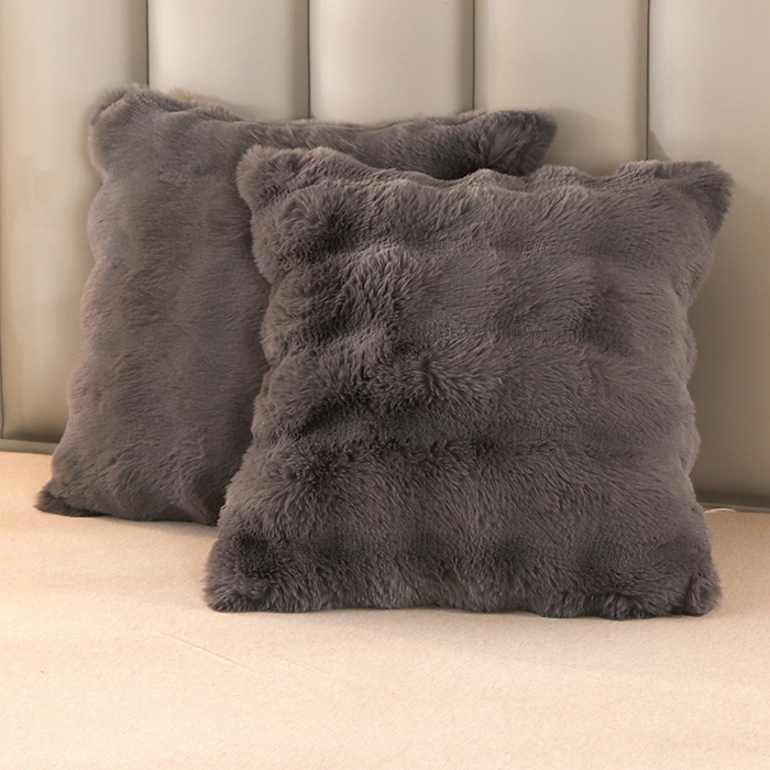 91家纺网 家纺一手货源 找家纺 栩裕纺织 2025新款纯色托斯卡纳兔毛大泡泡绒毛毯 深灰