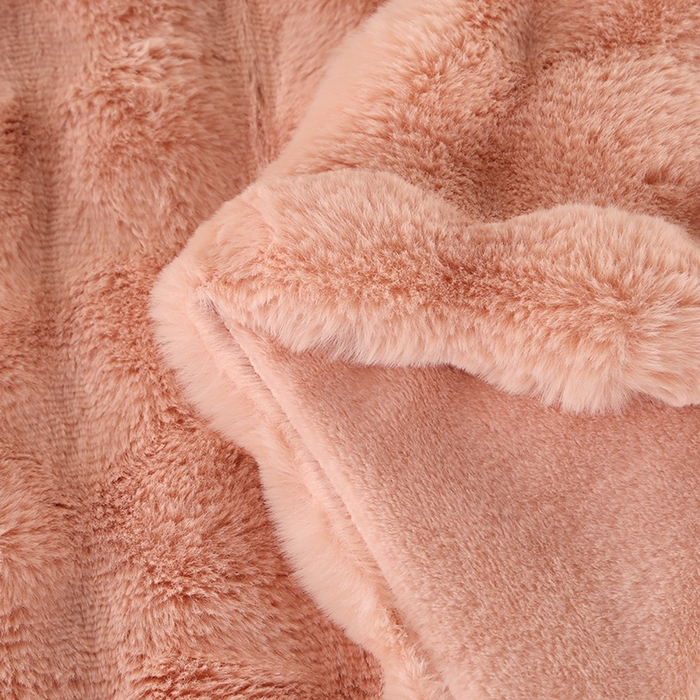 91家纺网 家纺一手货源 找家纺 栩裕纺织 2025新款纯色托斯卡纳兔毛大泡泡绒毛毯 樱花粉