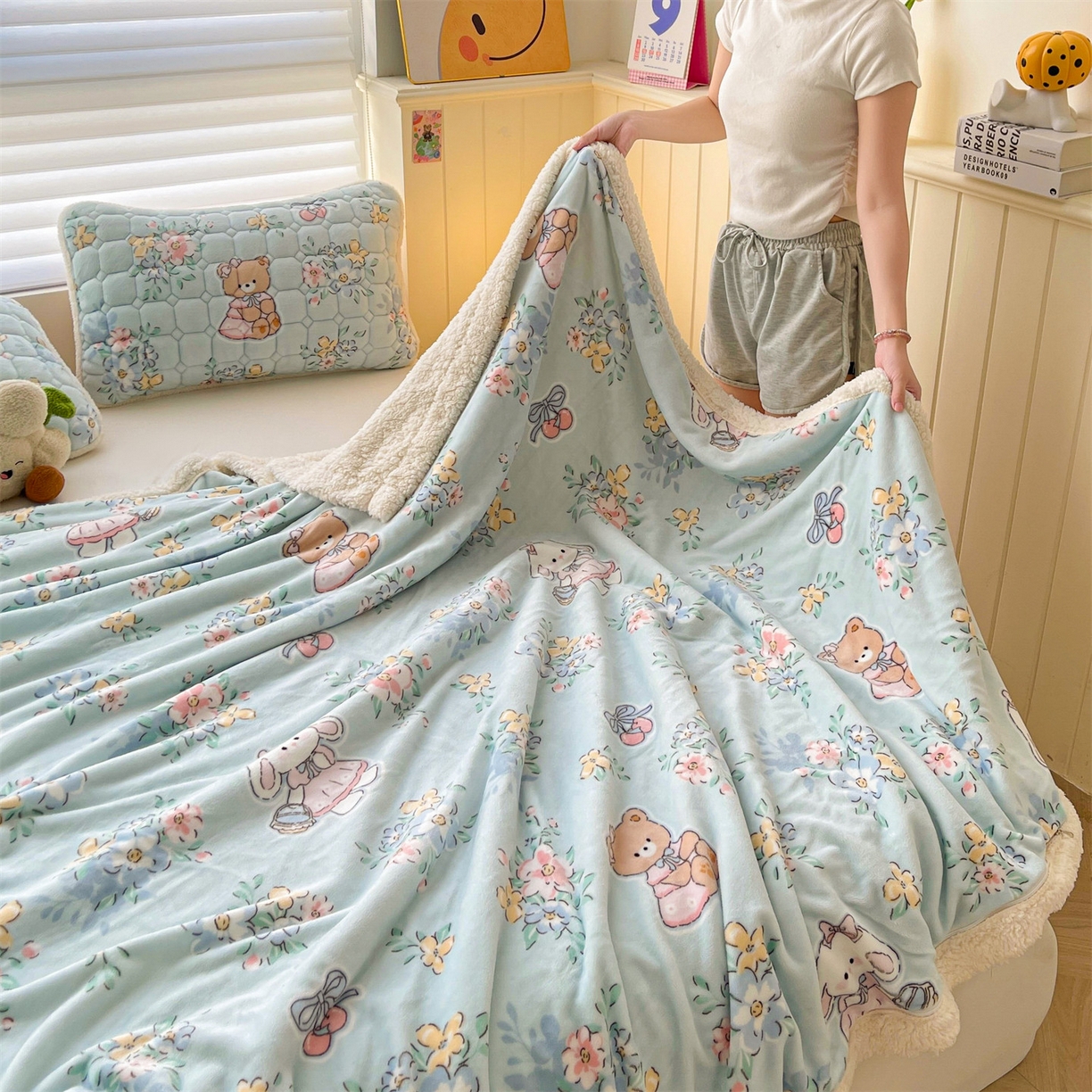 91家纺网 家纺一手货源 找家纺 （总）雯豆家纺 2025新款双面暖绒多功能被套毯盖毯毯子