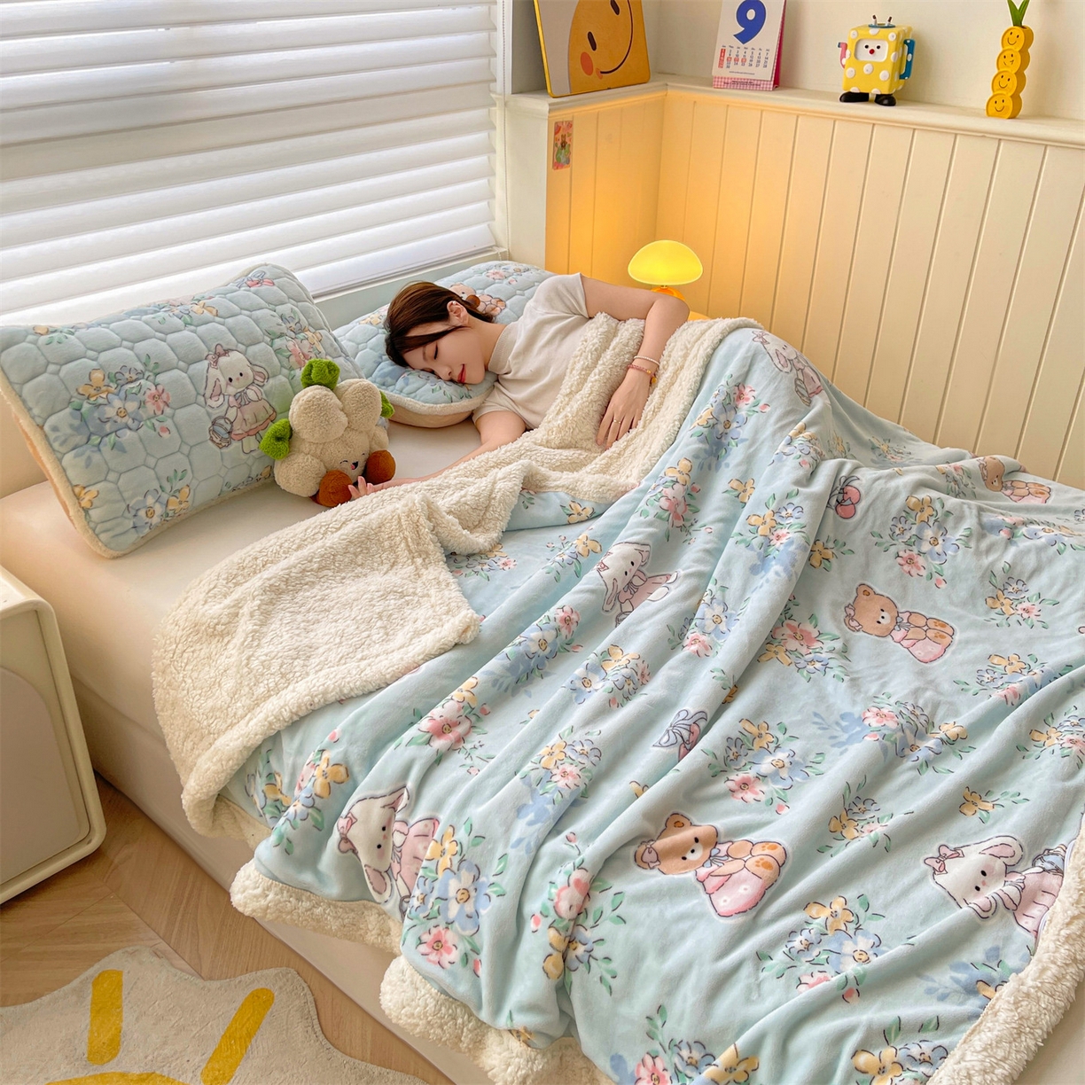 91家纺网 家纺一手货源 找家纺 （总）雯豆家纺 2025新款双面暖绒多功能被套毯盖毯毯子