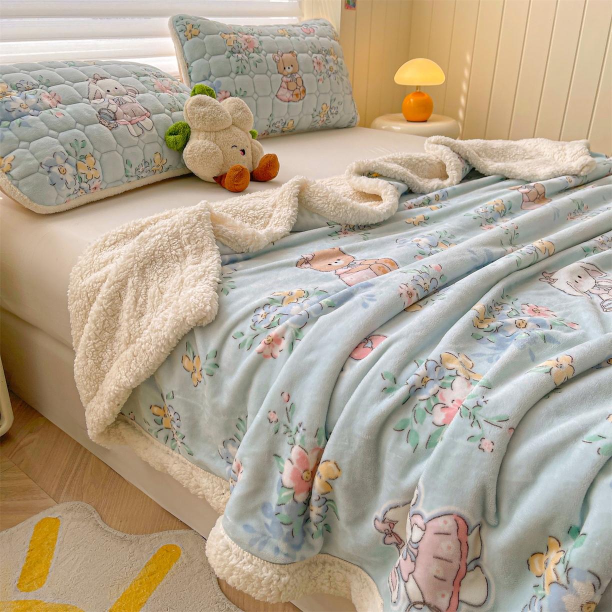 91家纺网 家纺一手货源 找家纺 （总）雯豆家纺 2025新款双面暖绒多功能被套毯盖毯毯子